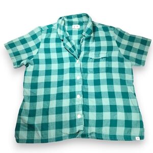 PACT Organic Cotton Mineral Check Leighton Flannel Sleep Top Size Medium